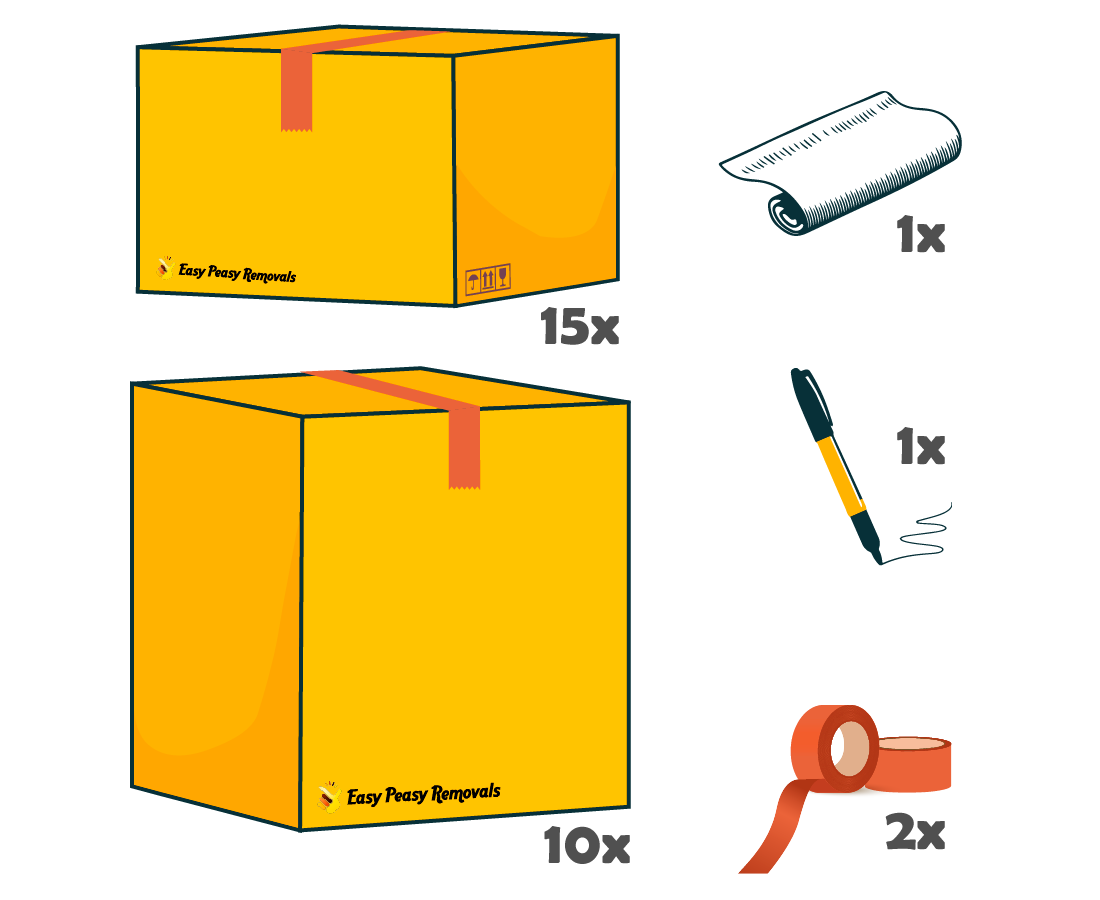 Easy Peasy Moving Boxes Medium Pack of boxes and moving accessories