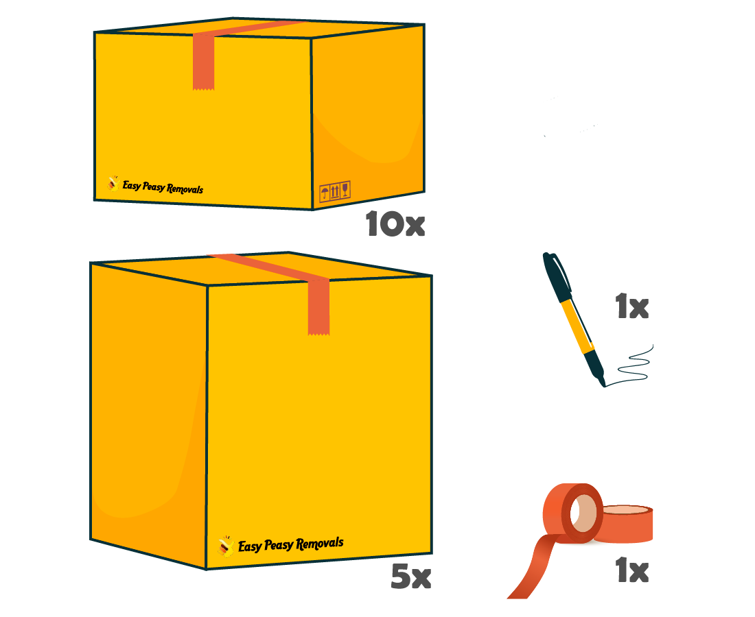 Easy Peasy Moving Boxes Small Pack of boxes and moving accessories